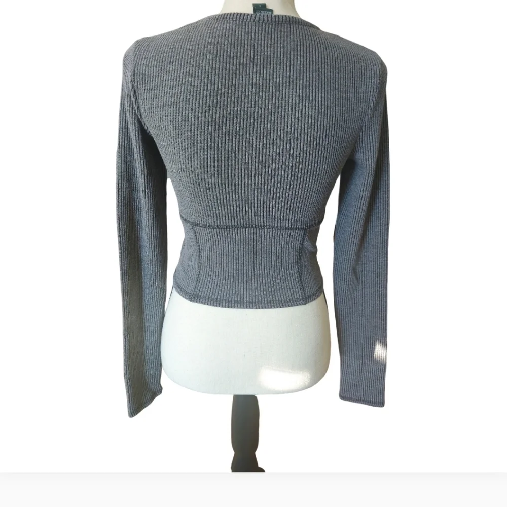 Wild Fable Gray Ribbed Long Sleeve Top - Picture 5 of 9
